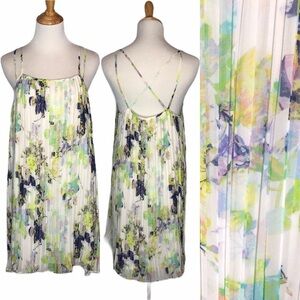 BCBGeneration Accordian Watercolor Floral Dress s